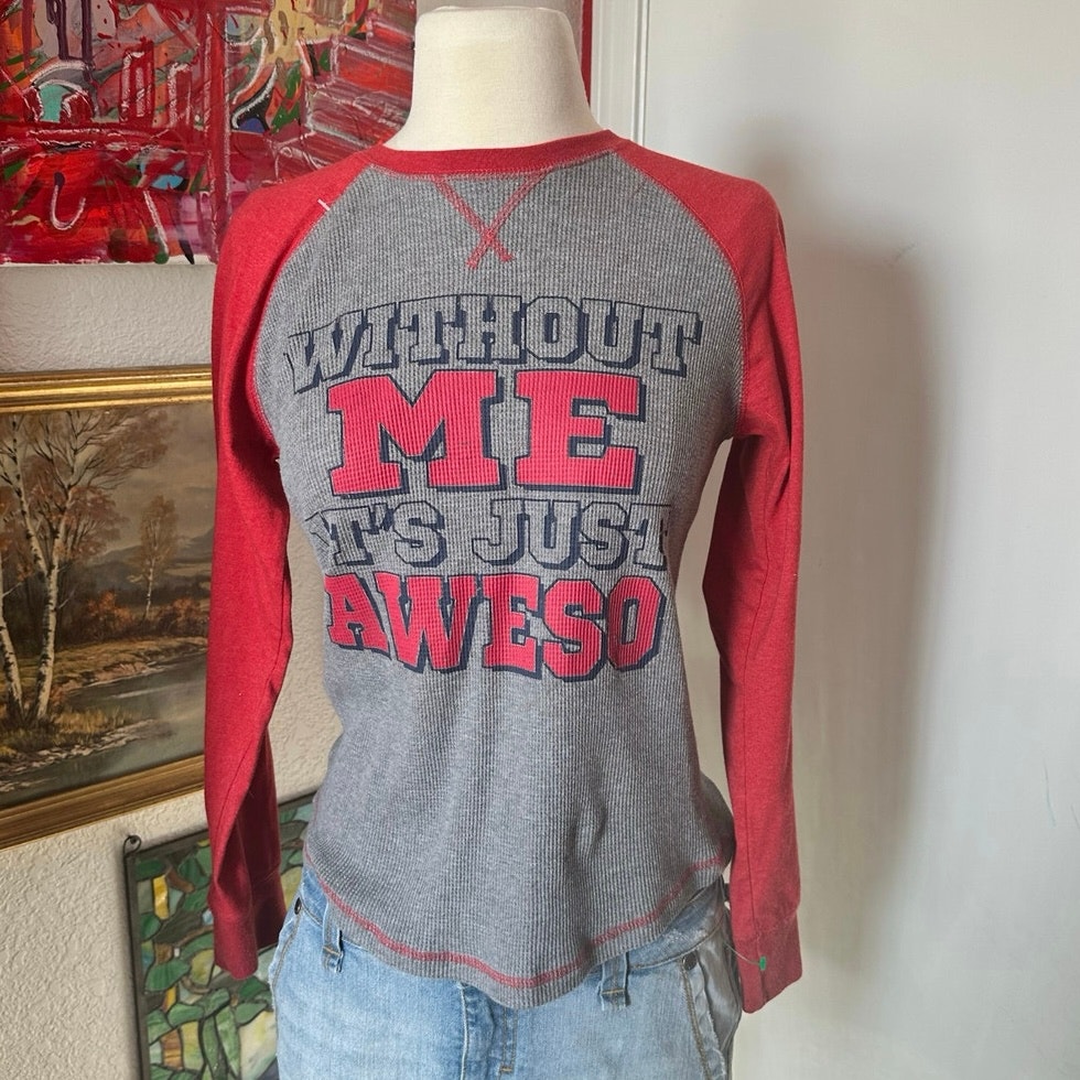 Arizona Jean Co Red And Grey Long Sleeve Thermal Shirt
